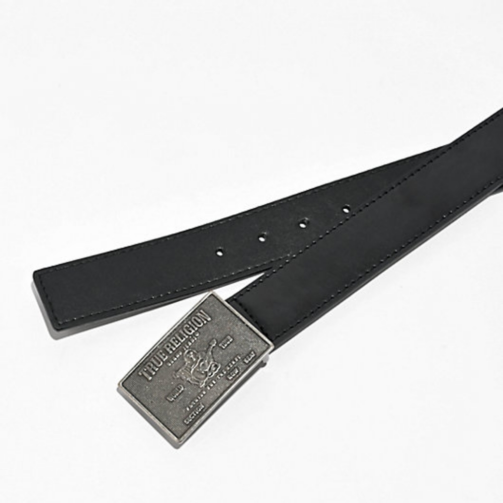 NWT•True Religion Touring Plaque Black Belt•Metal Buckle•Size 38